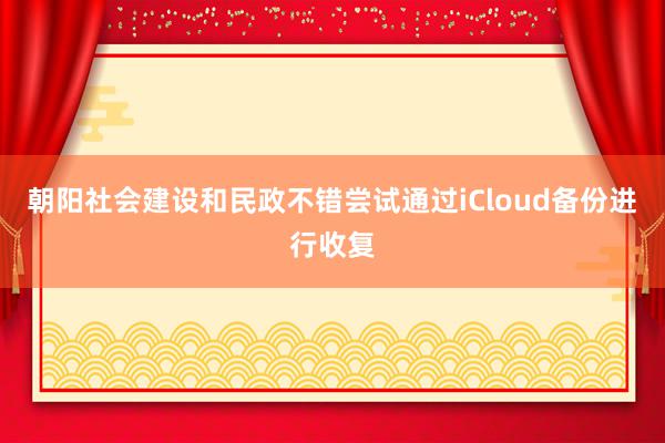 朝阳社会建设和民政不错尝试通过iCloud备份进行收复